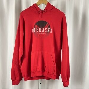 NEW Gildan Large Heavy Blend Nebraska Brisco Brands Deadstock Graphic Hoodie